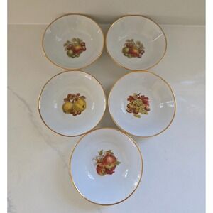 Bareuther Waldsassen Bavaria Germany Fruit Bowls Gold Rim Set of 5 Vintage